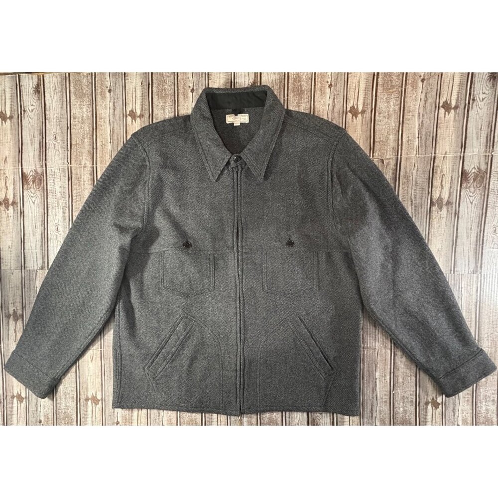 Wallace & Barnes Donegal zip-front wool twill workshirt jacket sz XL color Grey